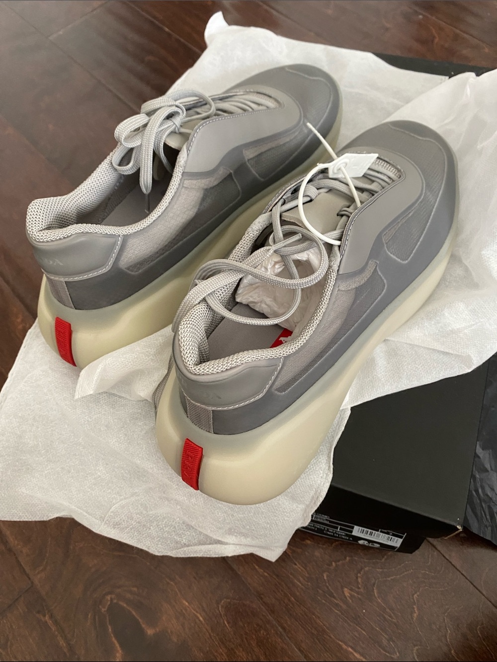 Authentic Men's Prada Gray Platform Sneakers - Contemporary Casual Shoe
